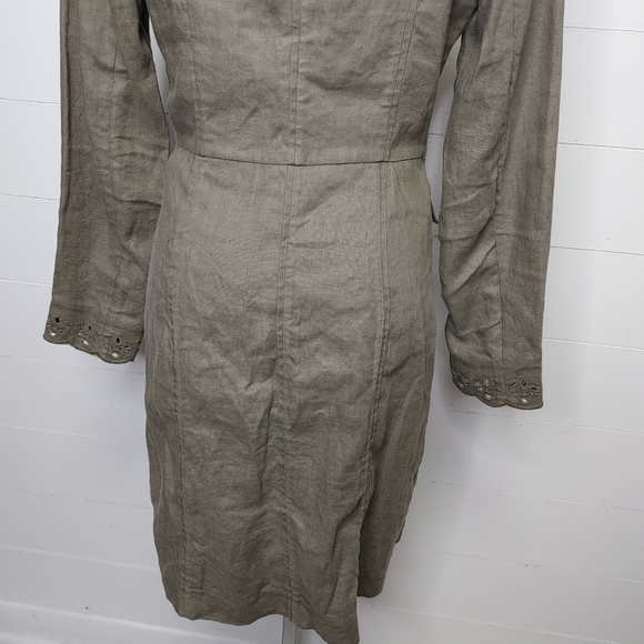 100% linen khaki green jacket size S - Picture 11 of 16